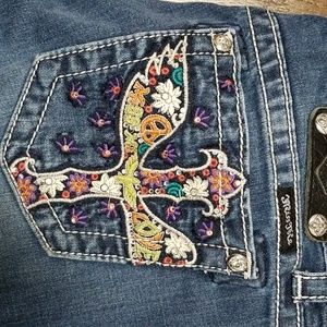 Miss Me Skinny Jeans - Colorful Peace Design